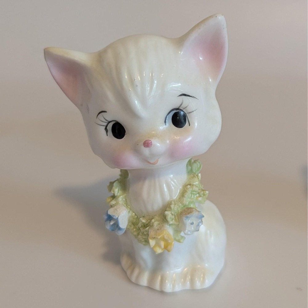 Vintage Napco Cats Kittens Miniature Bone China Spaghetti Trim Flower Wreath - Picture 7 of 8